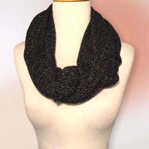 Black with Silver Metallic Shimmer‎ Infinity Scarf or Wrap